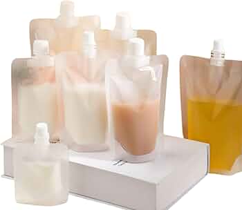 Amazon｜50個 透明 食品注ぎ口袋 ジュース袋 ドリンク袋 飲料袋 空袋