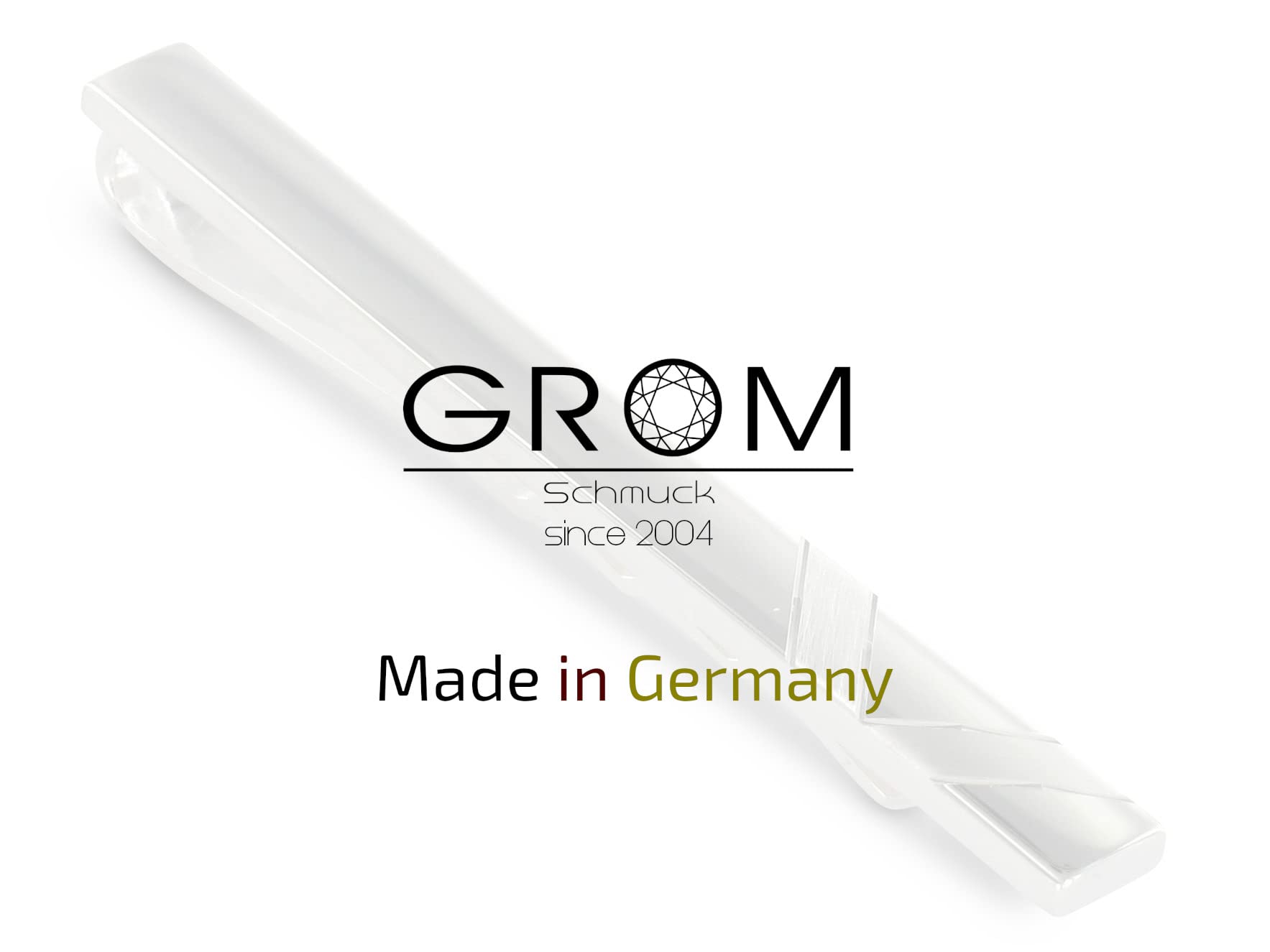 Grom Krawattenschieber/Krawattennadel Silber gravurfähig