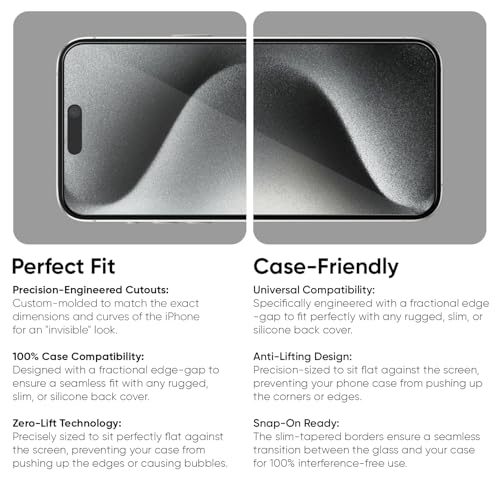 Image of POPIO Xtreme Series Pack of 2 Military-Grade Gorilla Tempered Glass for iPhone 15 Pro (Black) | 9H Hardness, Edge-to-Edge Coverage, Anti-Scratch