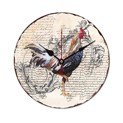 Horloge ronde en bois poules - Cadeau idéal pour passionnés d'animaux - 2