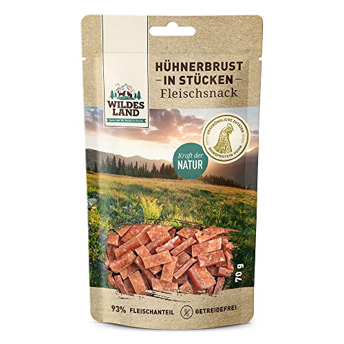 Wildes Land - Hühnerbrust in Stücken - 7 x 70 g - Hundesnack - Hundefutter - Getreidefrei