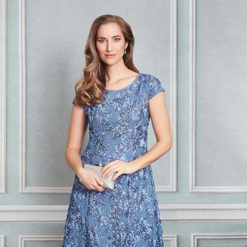 Alex Evenings womens Tea Length Mother of the Bride Dress With Rosette Lace Detail (Petite and Regular Sizes)2