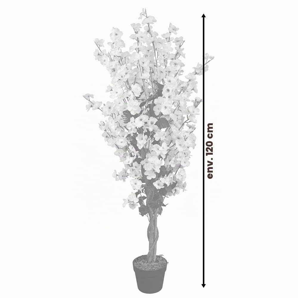 Decovego Cerisier Plante Artificielle Arbre Fleur de Cerisier Véritable Tronc en Bois Décoration Intérieure Déco 120 cm