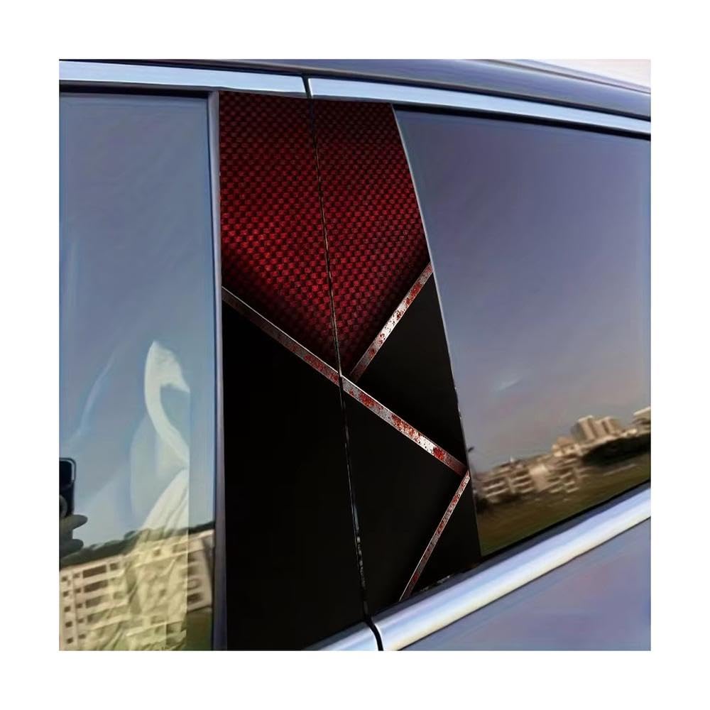 Dabhuoc One Color Car Parts 2Pcs Car Door Post Decals Checkered Strips Glossy Protective Polyethylene Film