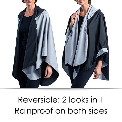 RainCaper Womens Rain Cape Poncho Coat Jacket with Hood Reversible Gorgeous Ultrasoft3