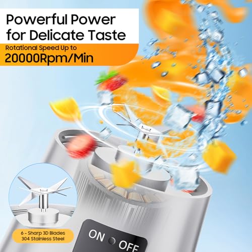 Image of Cordless Portable Personal Size Blender - Mini Blender Make Smoothies and Shakes, 380Ml BPA Free Travel Cup, Powerful Blending Suit in Office /Home /Gym