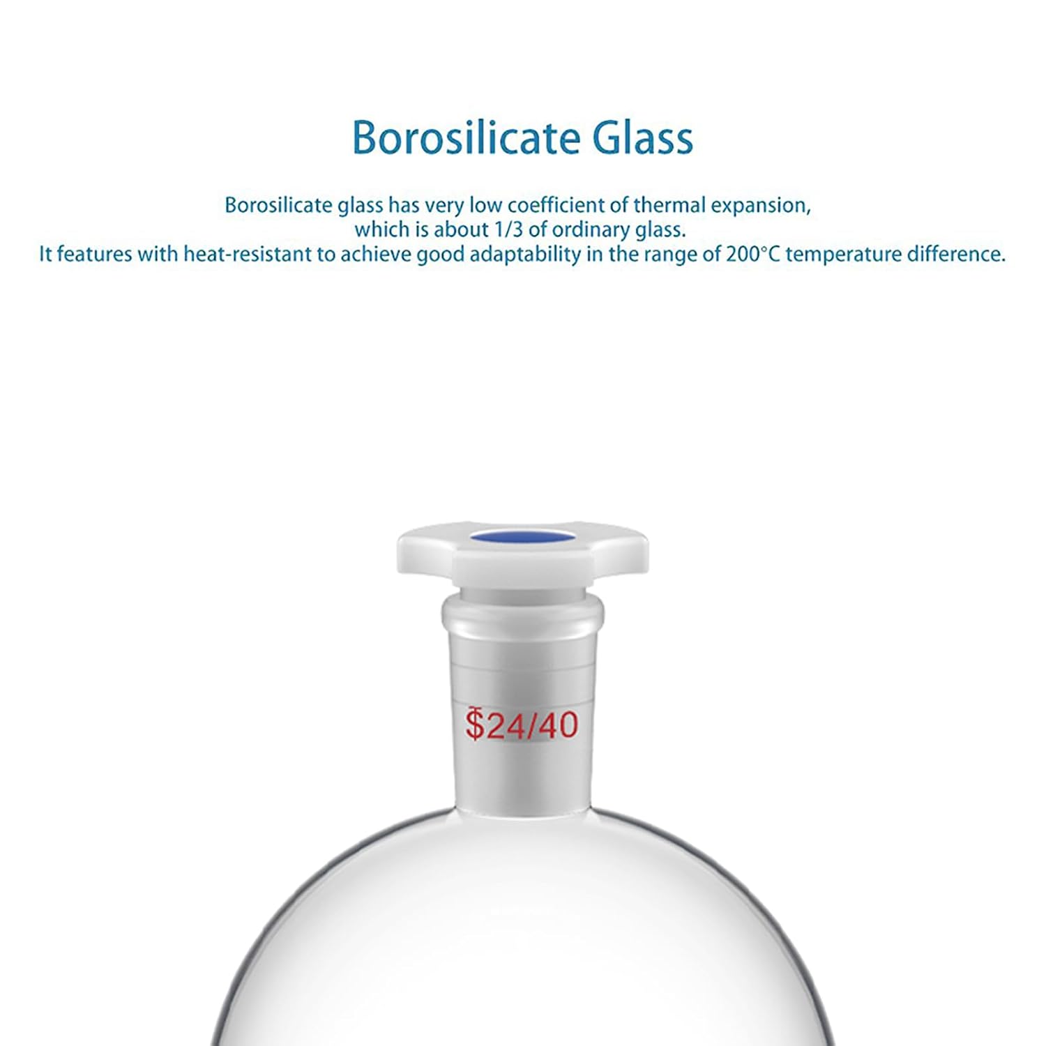 stonylab 1000 mL Separatory Funnel with with 24/40 Joint & PTFE Stopcock, Borosilicate 3.3 Glass, Spherical Design for Liquid Extraction & Solvent Separation, Includes Plastic Stopper (1-Pack)