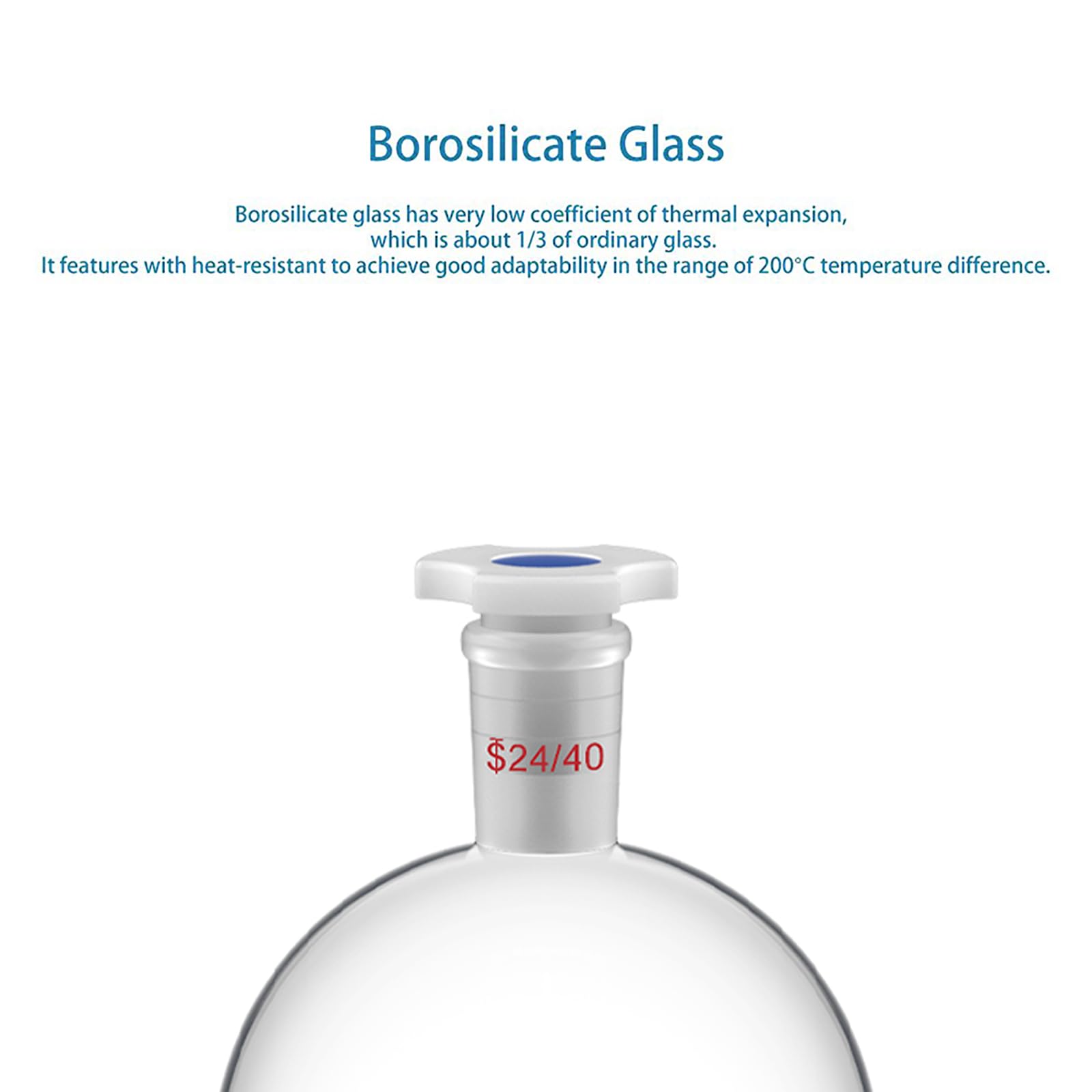 stonylab 1000 mL Scheidetrichter mit 24/40 Schliff & Ptfe-hahn, Borosilikat 3.3 Glas, Sphärisches Design für Flüssigkeitsextraktion & Lösungsmitteltrennung, Inklusive Kunststoffstopfen (1-packung)