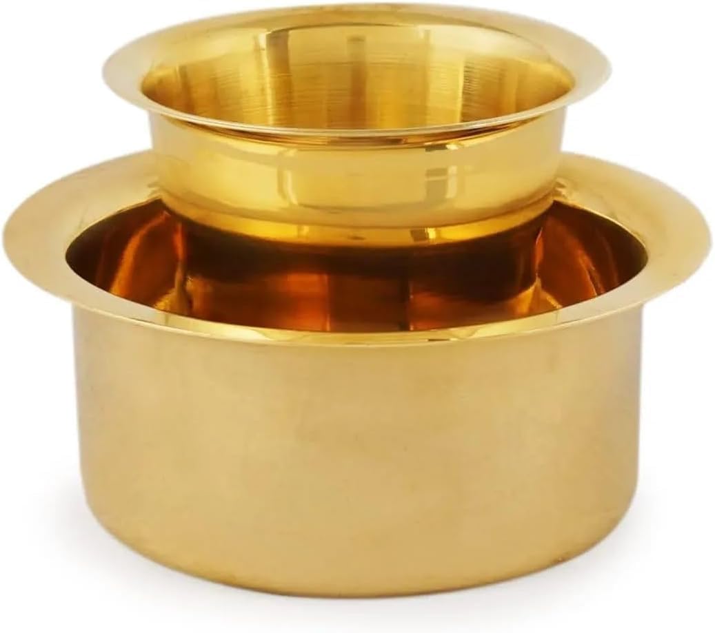 South Indian Brass Coffee Cup and Dabara Matte Plain for South Indian Filter Tea Handmade Tumbler Cup Traditional Kumbakonam Coffee Dabra Set Serving Drinkware (Capacity Upto 120 Ml) 2-Cup