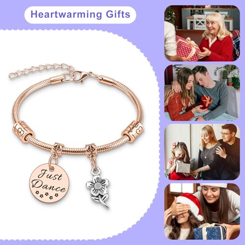 Image of DlaeKua Dance Gifts for Bracelets Jewelry Dance Team Gifts Valentines Day Gift for Dancing Teacher Dancers Birthday Stainless Steel