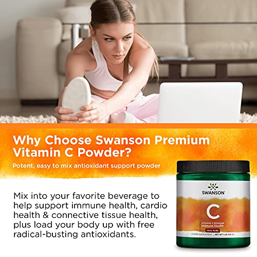 Swanson Vitamin C Powder 100% Pure Ascorbic Acid, Immune System Support, Skin Health, Cardiovascular Health, Antioxidant Supplement 1000 Mg (Per Serving) 1 Lb. 454 G (3 Pack) #TOP5