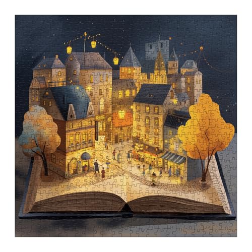 Rompecabezas de 1000 piezas para adultos: Pueblos de libros fantásticos, paisajes naturales y ciudades rurales vintage, arte pictórico hermoso