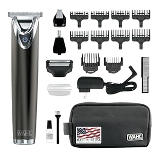 Wahl Stainless Steel Lithium Ion 2.0+ Slate Beard Trimmer for Men – Electric Shaver, Nose Ear Trimmer, Rechargeable All in One Men’s Grooming Kit – Model 9864