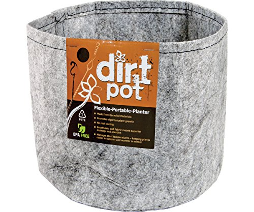 Hydrofarm Hgdb5Nh Dirt Pot Flexible Fabric, Grey, 5 Gallon Portable Planter, 5 Gal #TOP1