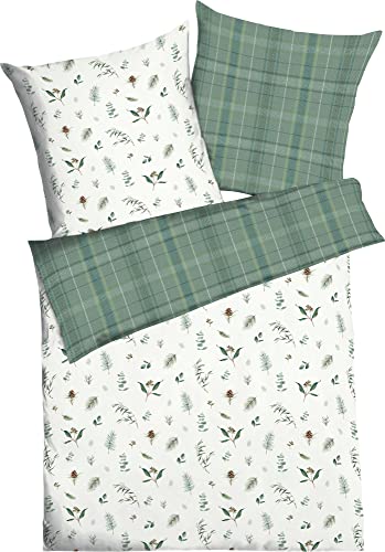 Kaeppel Wendebettwäsche Winter Greens Feinbiber grün Größe 1x 135x200 cm + 1x 80x80 cm