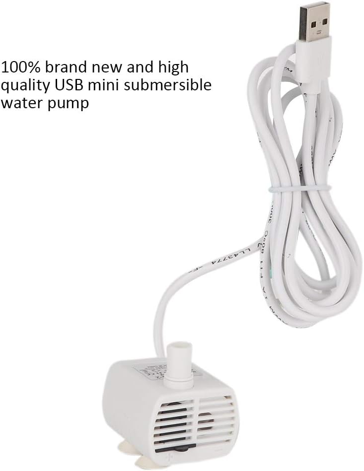 USB, Brushless Mini Submersible Pump, for Water Feature Aquarium Fish Tabletop Fountai, Pet Fountain 3W DC 3.5-9V 200L/H