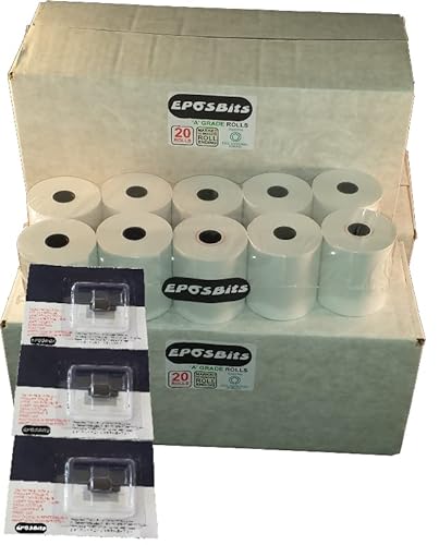 EPOSBITS Merk ® 60 Rolls + 3X Inkt voor Olivetti ECR7100 ECR 7100 Cash Register