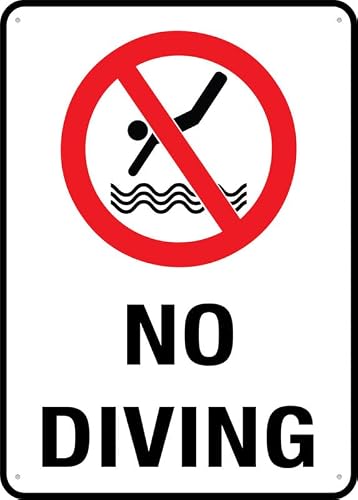 No Diving Sign Outdoor Metal Sign - 12 X 8 Metal Signs For Business, Workplace, Office, Home, Delivery Road Garden Signs