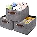 Mangata Grau Aufbewahrungskörbe mit Ledergriff, Verdicktes Canvas-Stoff Aufbewahrungsbox für Spielzeug, Kleidung, Zuhause, Regale (3er Set, L)