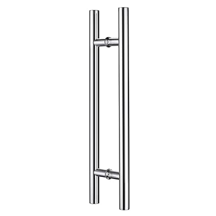 TOGU TG-6012 36 inches Solid Standoffs Heavy-duty Commercial Grade-304 Stainless Steel Push Pull Door Handle/Barn Door Pull Handle/ Glass Pulls, Mirror-Polished Chrome Finish