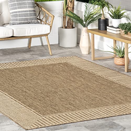 Nuloom Asha Simple Border Indoor/Outdoor Area Rug, 4' X 6', Light Brown #TOP7