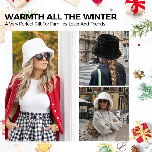 Bfons Faux Fur Winter Bucket Hat For Women Men Fluffy Warm Hat Women'S Furry Fisherman Cap For Casual thumb #6