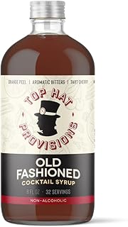 Top Hat Old Fashioned Cocktail Syrup – Premium Non-Alcoholic Old Fashioned Mix for Whiskey & Bourbon Cocktails – Made with Organic Demerara Sugar, Aromatic Bitters, Orange & Tart Cherry – 8oz Bottle – 32 Servings