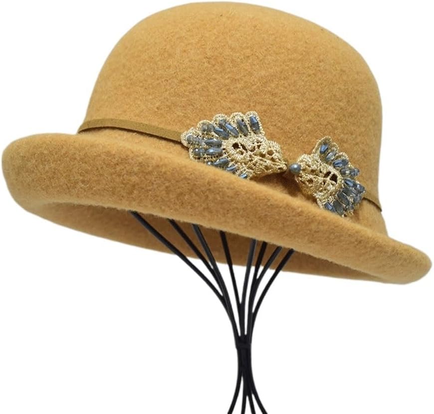 Autumn and Winter Hat Women's Rhinestone Top Warm