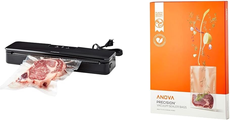 Anova Precision Vacuum Sealer with Box of Precision Vacuum Sealer Pre Cut Bags