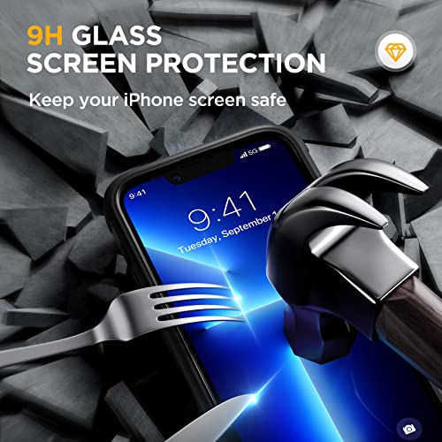 Image of Miracase Magnetic for iPhone 13 Pro Max Case 6.7 inch, (Compatible with MagSafe) Upgrade Full-Body Clear Phone Bumper Case with Built-in 9H Tempered Glass Screen Protector, Magnetic Classic Black