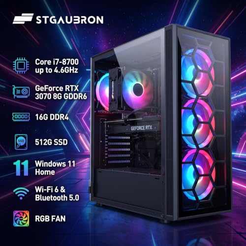 Image of STGAubron Gaming PC Desktop,Core i7-8700,RTX 3070 8G,16GB DDR4,512G SSD