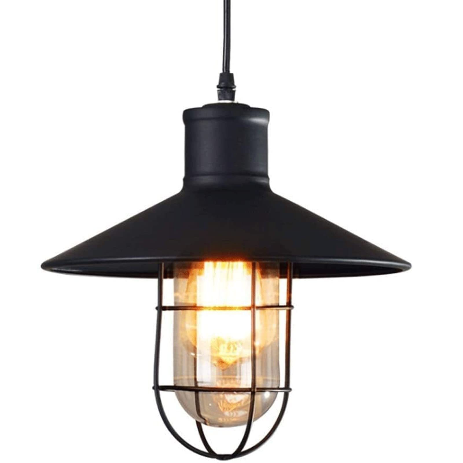 Lampa wisząca Industriële vintage kroonluchters, vogelkooi hanger verlichtingsarmatuur voor pooltafel keukenbar, creatieve retro hangende E27 lamp, zwart Jasny