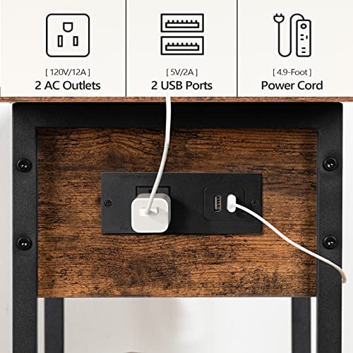 Hoobro End Table With Charging Station And Shelves, Flip Side Table With Usb Ports & Power Outlets, Nightstand For Small Spaces, Living Room, Bedroom, Stable And Sturdy, Rustic Brown Bf158Ubz01G1 #TOP2