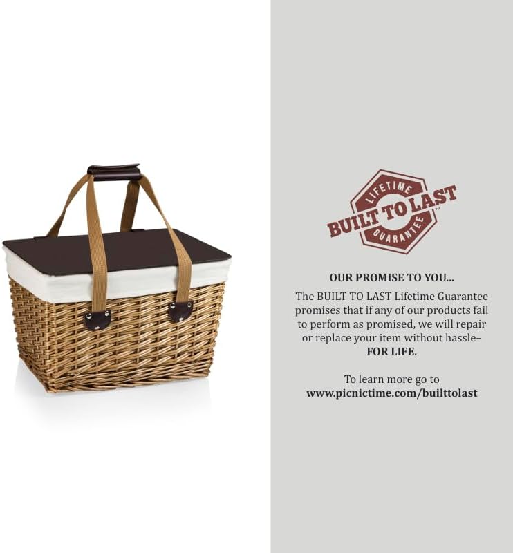 PICNIC TIME Disney Pixar Ratatouille Canasta Wicker Picnic Basket with Lid, Small Picnic Basket for 2 with Removable Table Lid, Handwoven French Style Basket (Beige Canvas with Blue Lid)