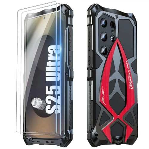 AFENGBOX Funda para Samsung Galaxy S25 Ultra,Protección Grado Antigolpes Militar Carcasa,360 Rugged Metal Outdoor Case Bumper Cover para Galaxy S25 Ultra 5G,Rojo