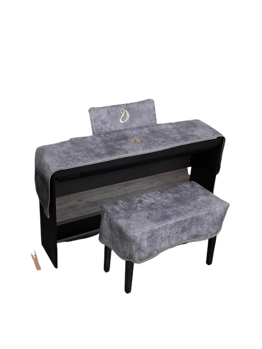 Nordic Luxury - Funda para piano electrónico de 88 teclas, a prueba de polvo, 61 teclas, cubierta para piano eléctrico, cubierta de estante, taburete (bronceado, juego de taburete doble)