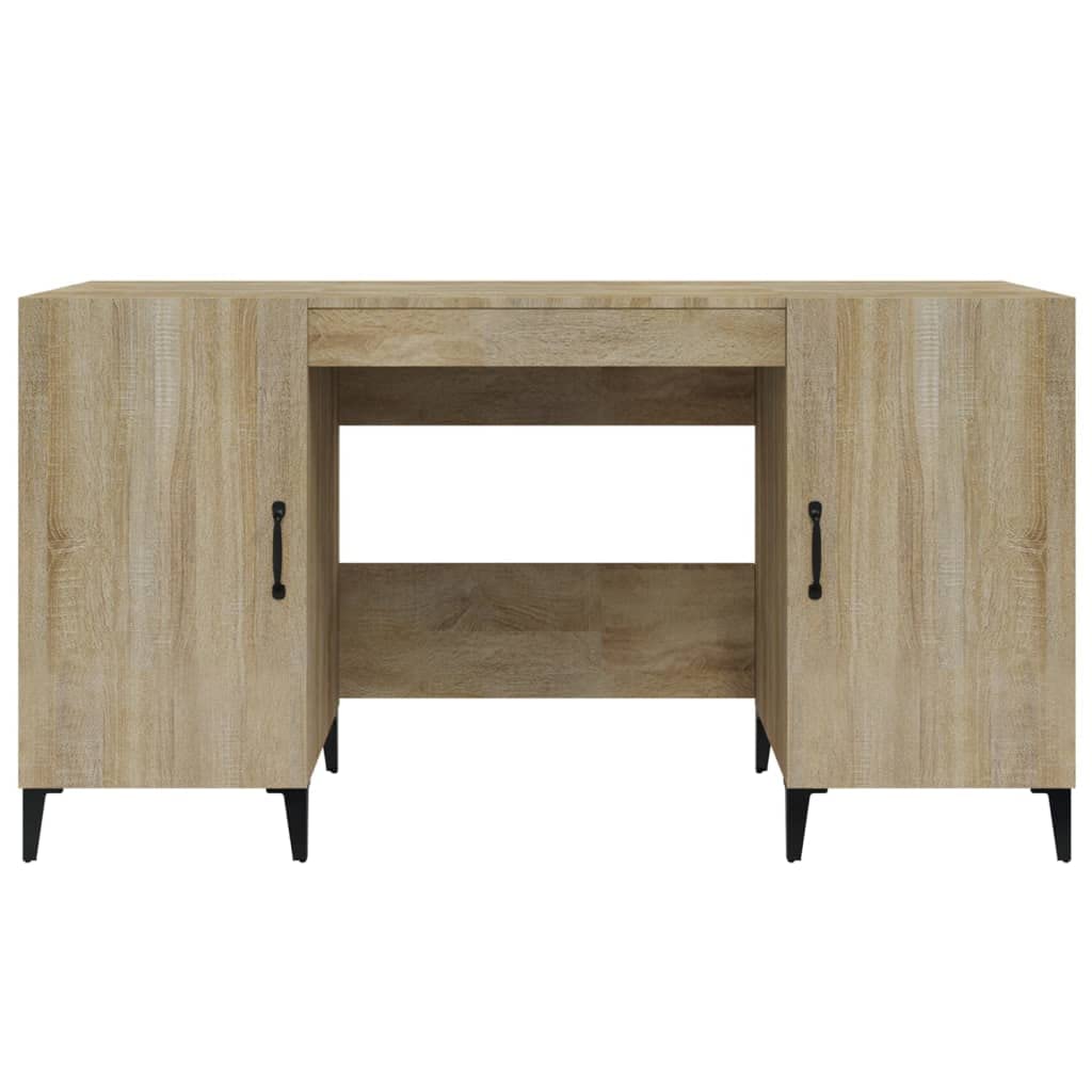 Scrivania in rovere Sonoma, 140 x 50 x 75 cm, con spazio e ripiano, stabile, per PC da lavoro, laptop, ufficio, gaming, segretaria, ergonomica, salvaspazio