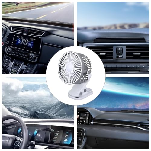 Yajexun Clip-Lüfter, Lüfter mit Clip, Tragbarer Schreibtischventilator, wiederaufladbarer Ventilator mit Licht, 3 Geschwindigkeiten einstellbar, drehbarer persönlicher Kühlventilator für Reisen, – Bild 5