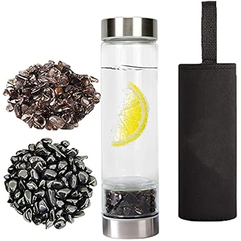FZBHRO Crystal Infused Water Bottles Large Glass Drinking Bottle with Changeable Gemstone Quartz Water Bottle Unique Gifts for Women 19 OZ Cover