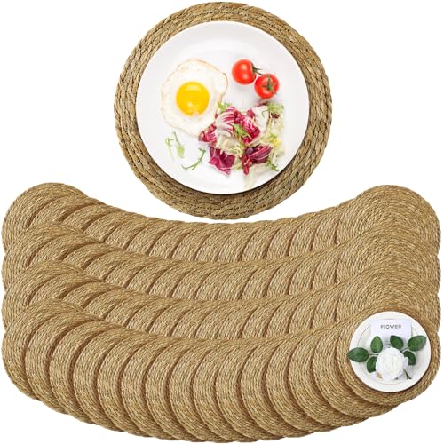 Image of Colingmill 120 Sets 13 Inch Round Woven Placemats Bulk Farmhouse Boho