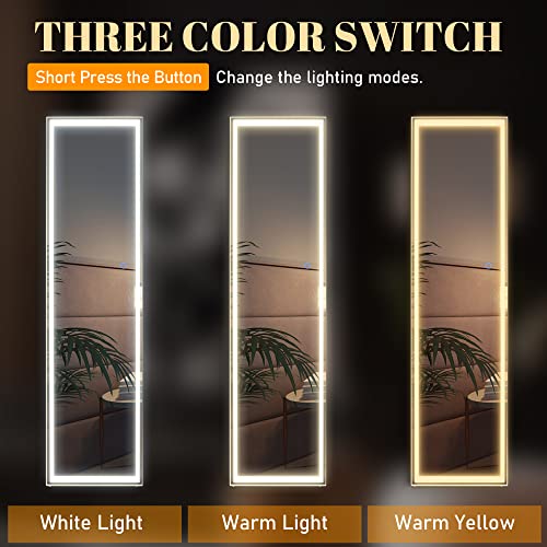 Vlsrka Led Full-Length Mirror, Floor Mirror With Lights, Wall Mounted Lighted Mirror, Free Standing Mirror, Dressing Body Mirror, 3 Color Lighting & Dimmable Brightness(63 X 16In, Silver) #TOP1