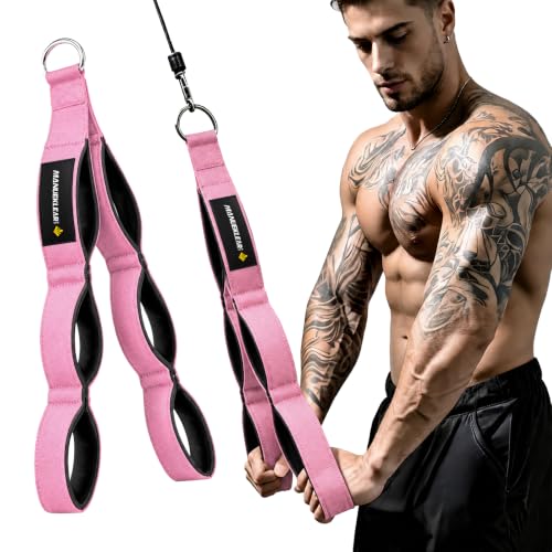 Image of MANUEKLEAR 24-Inch 3-Grip Tricep Rope Cable Attachment for Gym Greater ROM