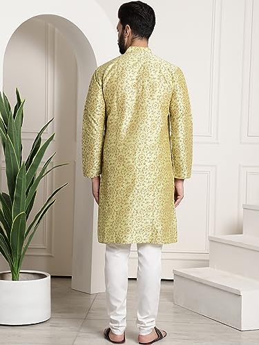 Image of SOJANYA (Since 1958 Men's Silk Blend Printed Kurta and Churidar Pyjama Set