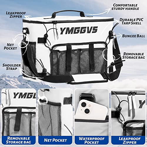 Ymggvs Kayak Cooler,Kayak Cooler Behind Seat,Kayak Accessories Cooler Bag,Waterproof Ice Cooler For Kayaking, Fishing,Camping, Beach,With Bottle Opener（White） #TOP2