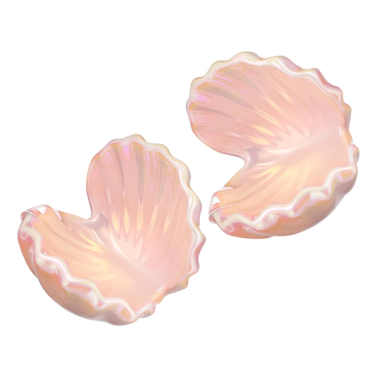 VANZACK 2 Stück Schmuckschale aus Keramik Schmuckhalter Ringschale aus Keramik Muschelform Keramikschmuck Tablett Keramikschmuckschale Schalenringschale dekoratives Tablett Rosa