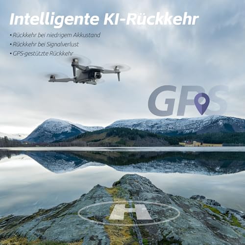 GPS Drohne mit Kamera 4K (EIS), 4,5 Zoll Bildschirm, bürstenloser Motor, 3 Akkus (90 min), Auto-Rückkehr, Folgemodus, 1000 m Reichweite… – Ansicht 3