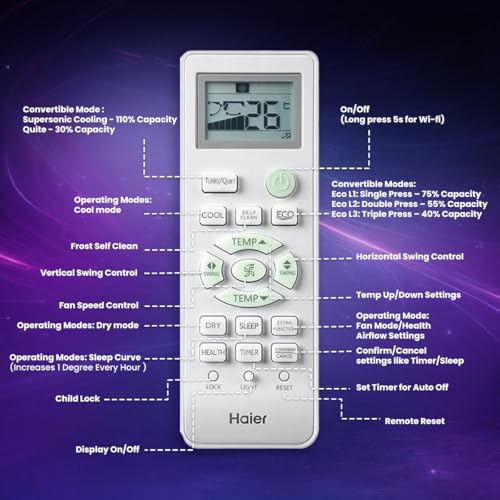 Image of Haier Desert Rose 1.8 Ton 5 Star, New star rated, Wi-Fi HEXA Inverter Smart Split AC (AI Cooling, Energy Saving & Self-Clean, Human Detection, Copper, 4-way, Cools in 10 Sec at 60C)-HSA20DSD-GAI5NB-I