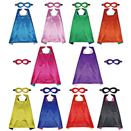iROLEWIN Superhero Capes for Kids Reversible Dual Color Dress-Up Costume Super Hero Party Gift,10 Pack