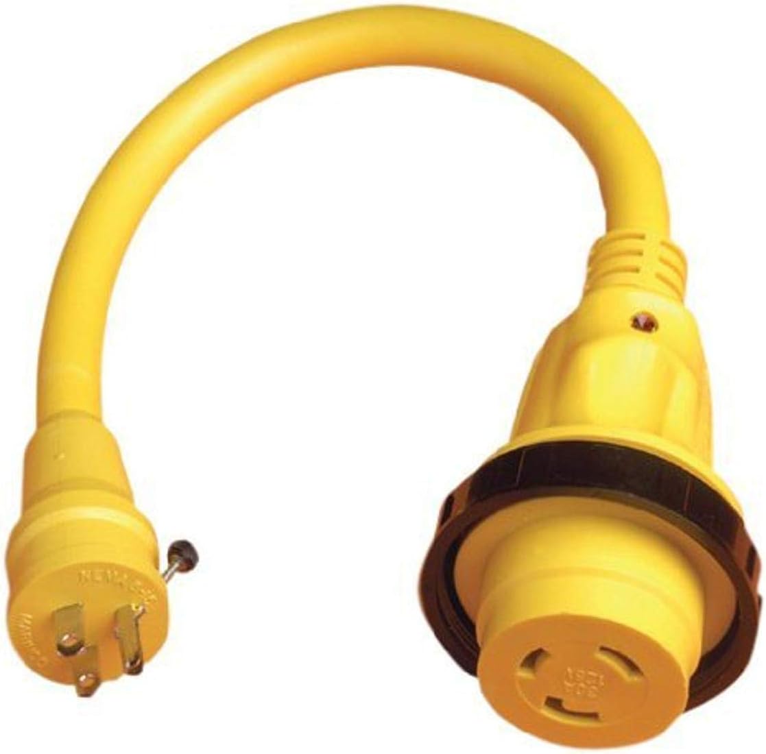 by Marinco 104SPPRV Pigtail Adapter, 30A / 125V Locking Connector & 15A / 125V Straight Blade with Locking Screw Male Plug