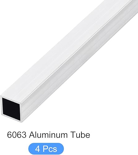 Miniatura 9 de METALLIXITY Tubo cuadrado de aluminio (0.315 in x 0.315 in x 0.039 in x 11.811 in) 4 piezas, tubo de aluminio 6063 - para muebles del hogar,